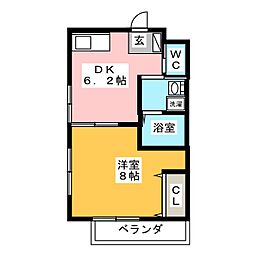 サウスジョイ 1DKの間取図画像