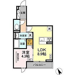 D Paina 鷺沼 1LDKの間取図画像