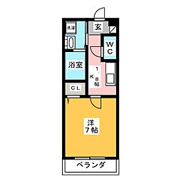 ヴィアーレ美しが丘 1Kの間取図画像