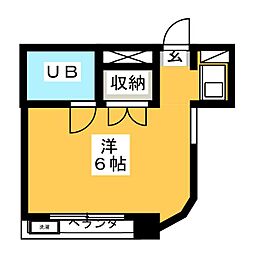 大二ビル ワンルームの間取図画像