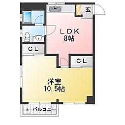グリーンマンション 1LDKの間取図画像