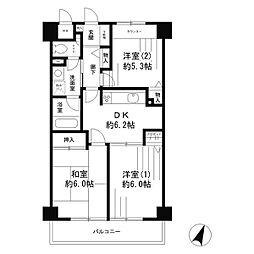パークヒルズ鷺沼弐番館 3DKの間取図画像