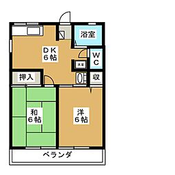 シティハイムTanne 2DKの間取図画像