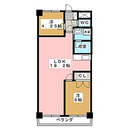シャンポール新城 2LDKの間取図画像
