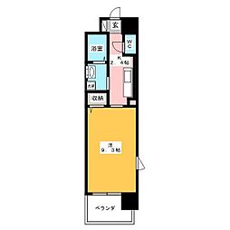 カーサグランデ 1Kの間取図画像