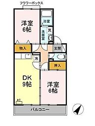 ヒルサイドタウンB棟 2DKの間取図画像