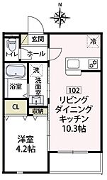 Luana二子 1LDKの間取図画像