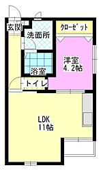 サンファミル弐番館 205 2階1LDKの間取り