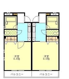 プレステージ高島 1Kの間取図画像