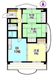 シャトレアン 1階3LDKの間取り