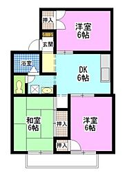 セジュール小山C 3DKの間取図画像
