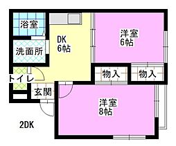 サンハイツ西古松 2DKの間取図画像