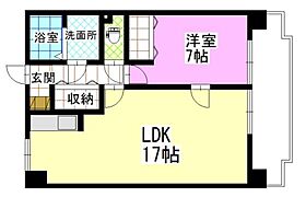 アークハイツ鹿田　1ＬＤＫ 507 ｜ 岡山県岡山市北区鹿田本町（賃貸マンション1LDK・5階・57.40㎡） その2