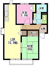 Liber-T 2階2LDKの間取り