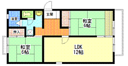 トゥインクル大安寺　Ａ 2階2LDKの間取り