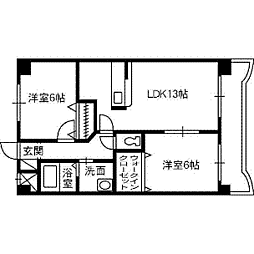 プレジール奥田 1階2LDKの間取り