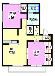 さにぃてらす'03弐番館 2LDKの間取図画像