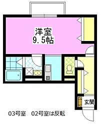 ニダンジュ 2階1Kの間取り