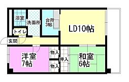 シャローム下中野川口第2ビル 2LDKの間取図画像
