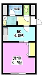 ハートフル医大南 1DKの間取図画像