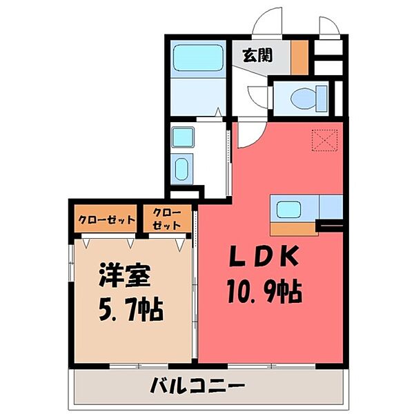 セジュールグリーン さつき ｜栃木県宇都宮市鶴田町(賃貸アパート1LDK・1階・40.37㎡)の写真 その2