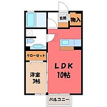 グランソシエ B  ｜ 栃木県下野市石橋（賃貸アパート1LDK・1階・33.26㎡） その2