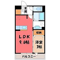 クレストコート B  ｜ 栃木県宇都宮市簗瀬町（賃貸アパート1LDK・3階・33.39㎡） その2