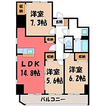 アマルフィーノ  ｜ 栃木県宇都宮市大寛2丁目（賃貸マンション3LDK・9階・80.34㎡） その2