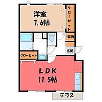 ナックメイプルニュータウン B  ｜ 栃木県真岡市熊倉1丁目（賃貸マンション1LDK・1階・50.89㎡） その2