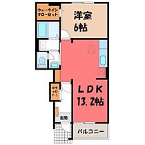 コリーヌ・メリディアン  ｜ 栃木県真岡市上高間木1丁目（賃貸アパート1LDK・1階・46.83㎡） その2