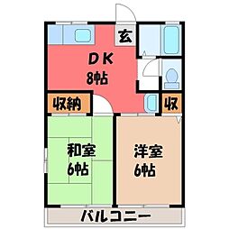 フロイデンハイムA 2DKの間取図画像