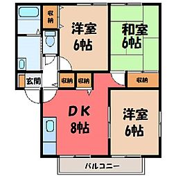 サンビレッジMK II 2階3DKの間取り
