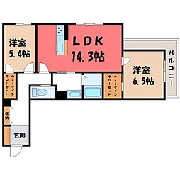 ルアナ錦 2LDKの間取図画像