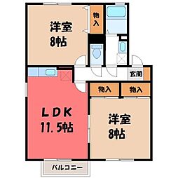 エルピス A 2階2LDKの間取り