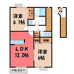 グリーンヒルズ 2階2LDKの間取り
