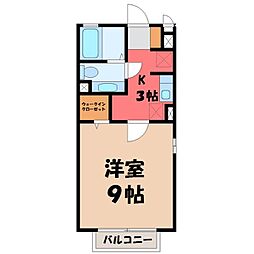 イシジンB 1Kの間取図画像