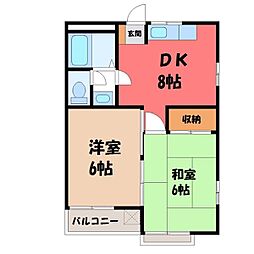 ハイツソフィア A 2階2DKの間取り