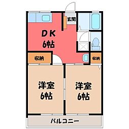 ブランシェル下栗A 2DKの間取図画像