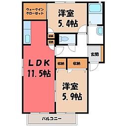 グレイスタウンC 2LDKの間取図画像