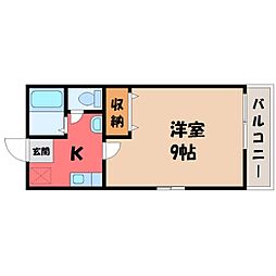 多田ハイツ 1Kの間取図画像