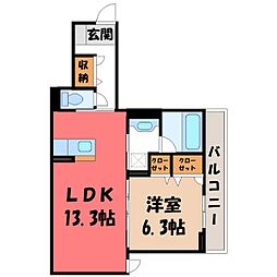 D-Imparable 3階1LDKの間取り