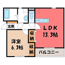 リベラルコート 1LDKの間取図画像