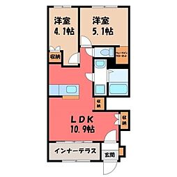 宇都宮市石井町アパート 2LDKの間取図画像