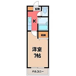 コーポ・フォーレスト清原A棟 1Kの間取図画像