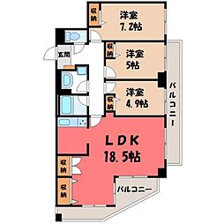NICEステージ宇都宮参番館 3LDKの間取図画像