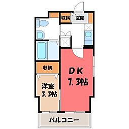 ゴールドライフマンション宇都宮 1DKの間取図画像