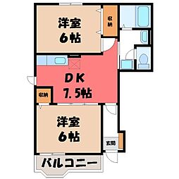 アキラハイツ 2DKの間取図画像