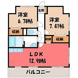 モアルミーネ 2LDKの間取図画像