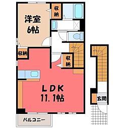 アルメリーナB 1LDKの間取図画像
