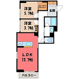 ザ グレイス 自治医大 2LDKの間取図画像